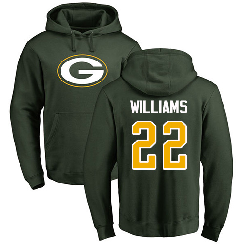 Men Green Bay Packers Green 22 Williams Dexter Name And Number Logo Nike NFL Pullover Hoodie Sweatshirts